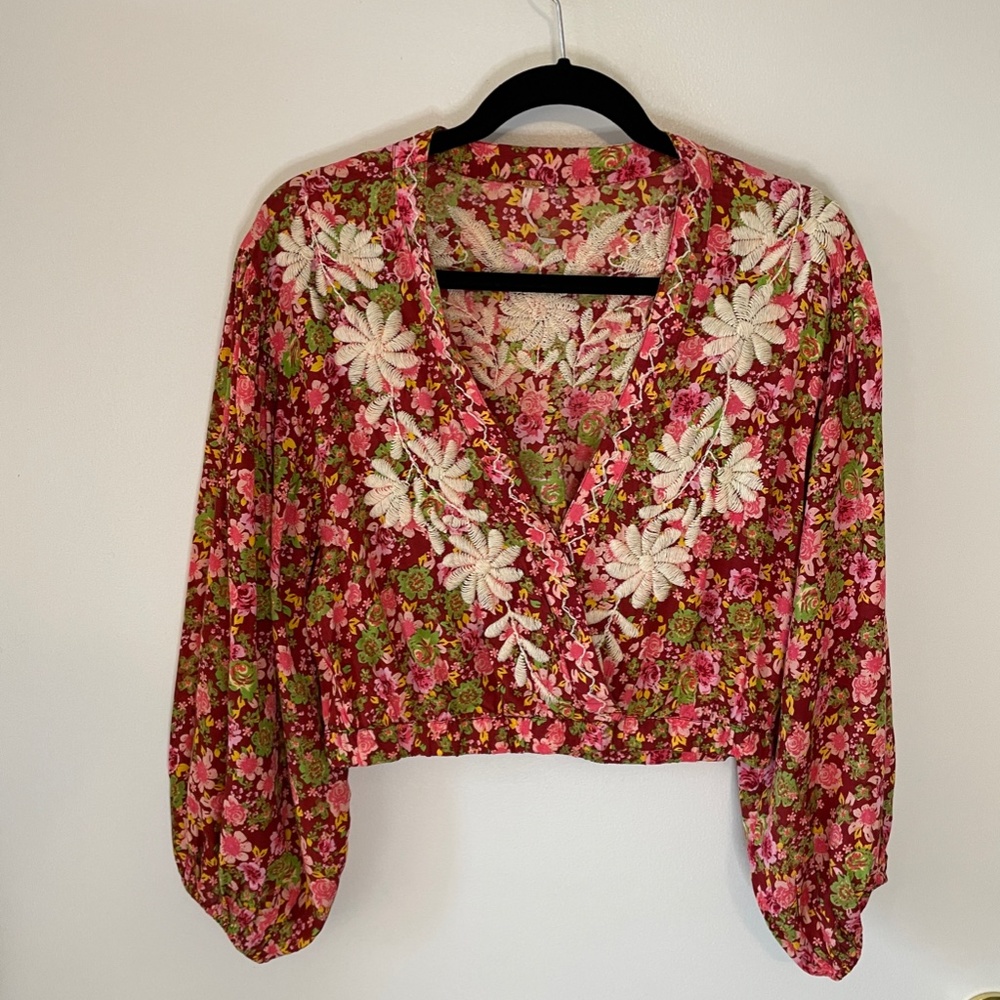 NWOT Free People Nyomi Embroidered Crop Top Size Small - Picture 6 of 7